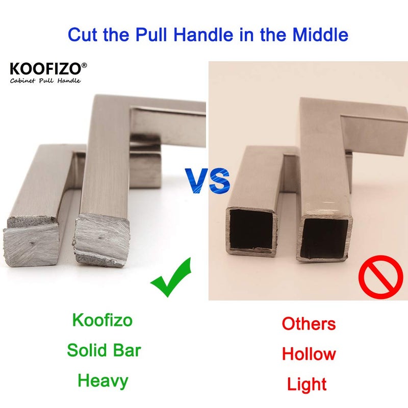 KOOFIZO Solid Square Bar Cabinet Handle - Black Furniture Pull, 3 Inch/76mm Screwhole Distance, 10-Pack for Kitchen Cupboard Door, Bedroom Dresser Drawer, Bathroom Wardrobe Hardware - Image 5